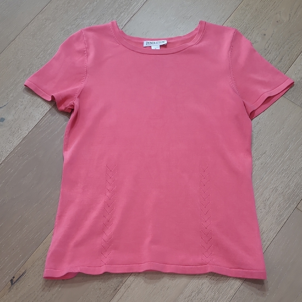 Vintage Pendleton Sweater Top Women's sz S Pink Shirt Sleeve Silk blend Knit Top